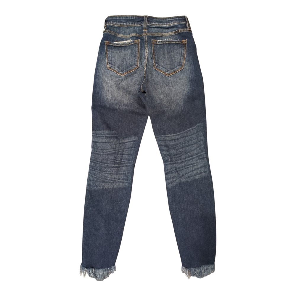 KanCan Dark Blue Distressed Cropped Ankle Jeans - Picture 3 of 5